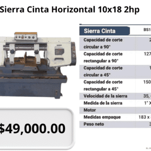 Sierra Cinta Horizontal 10x18 2hp